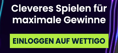 Schriftzug über cleveres Spielen für maximale Gewinne mit grünem Einloggen Button